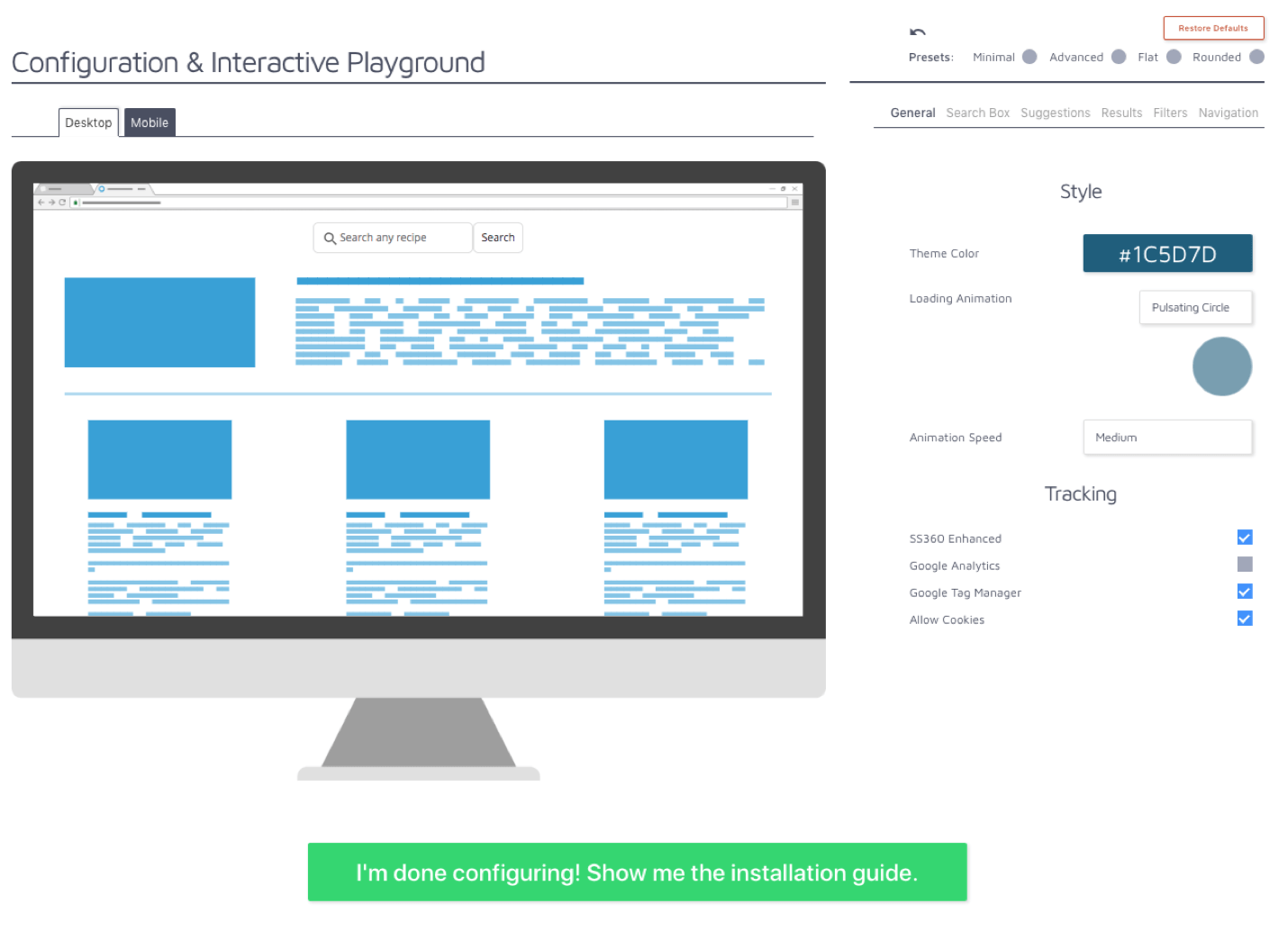 Bildschirmfoto des Desktop-Suchdesigners