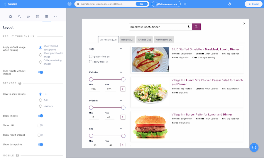 Search Designer welcome interface
