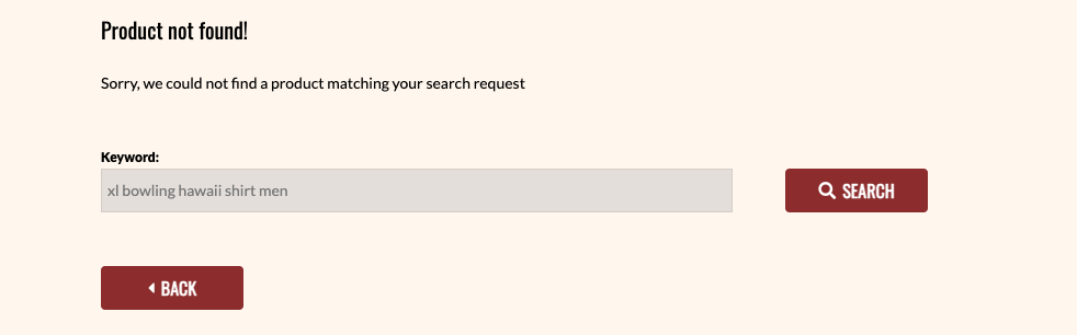 product not found message