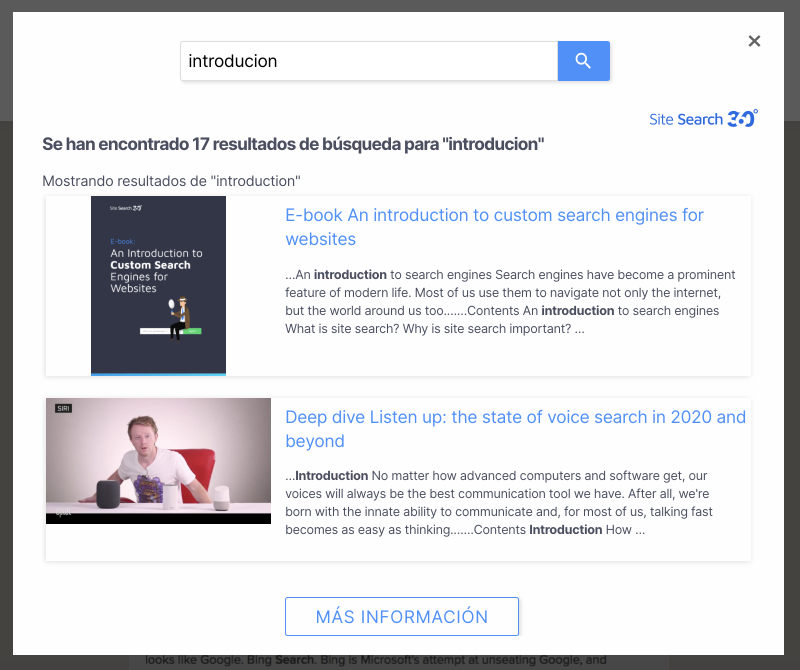 Search ui labels in Spanish