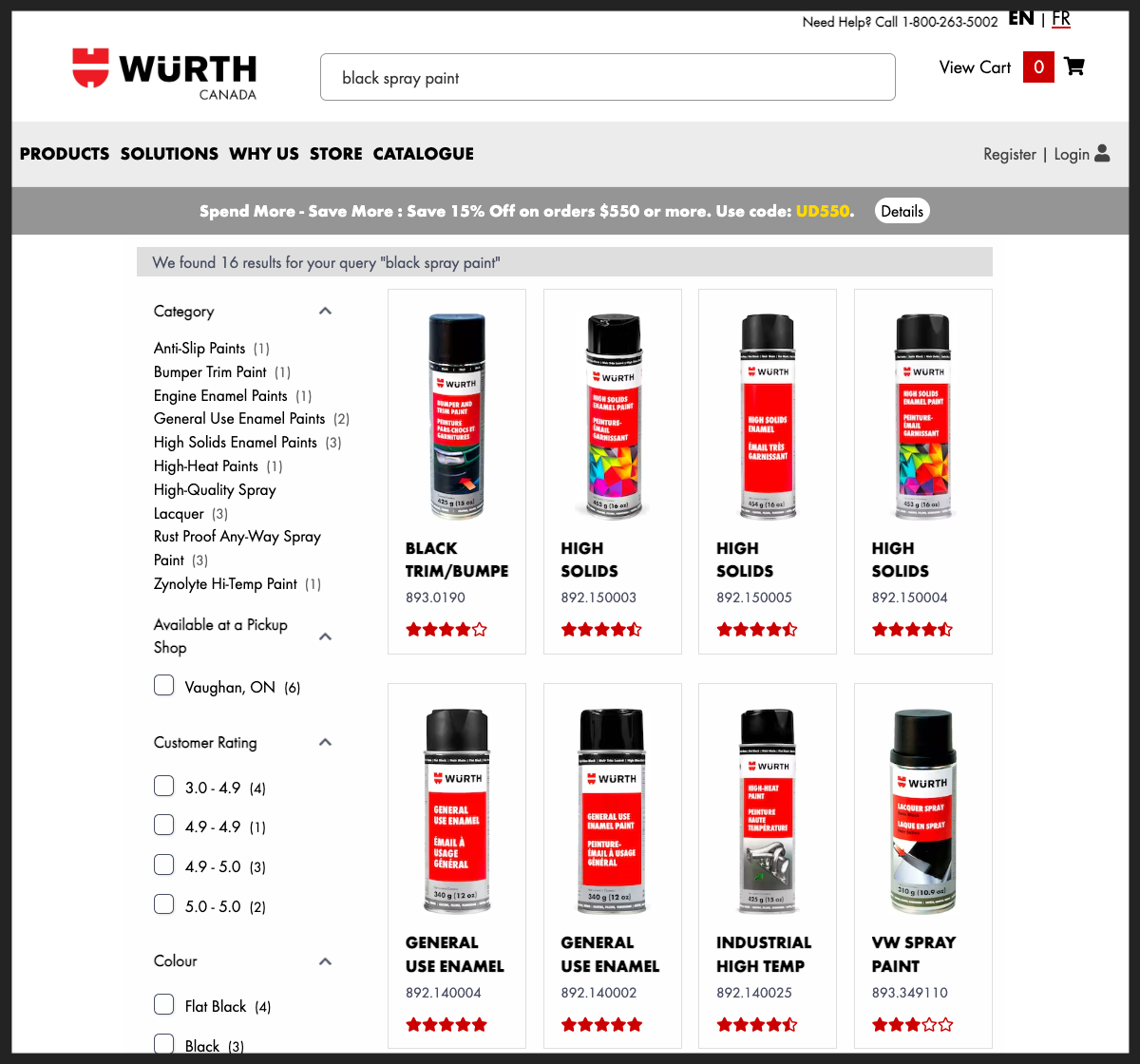 wuerth canada product filter relevance