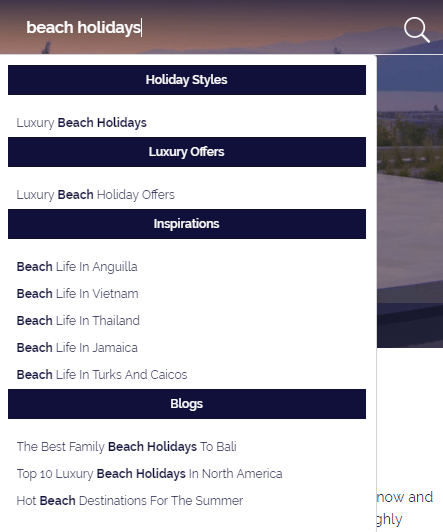 Capture d'écran optimisée d'Elegant Resorts