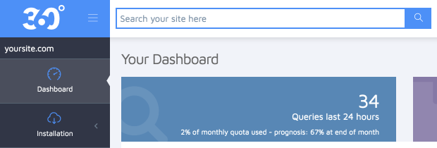 Capture d'écran du tableau de bord SS360